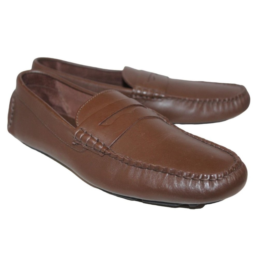 J CREW FACTORY Mens Brown Leather PENNY LOAFERS / SHOES Slip-On Sz 12